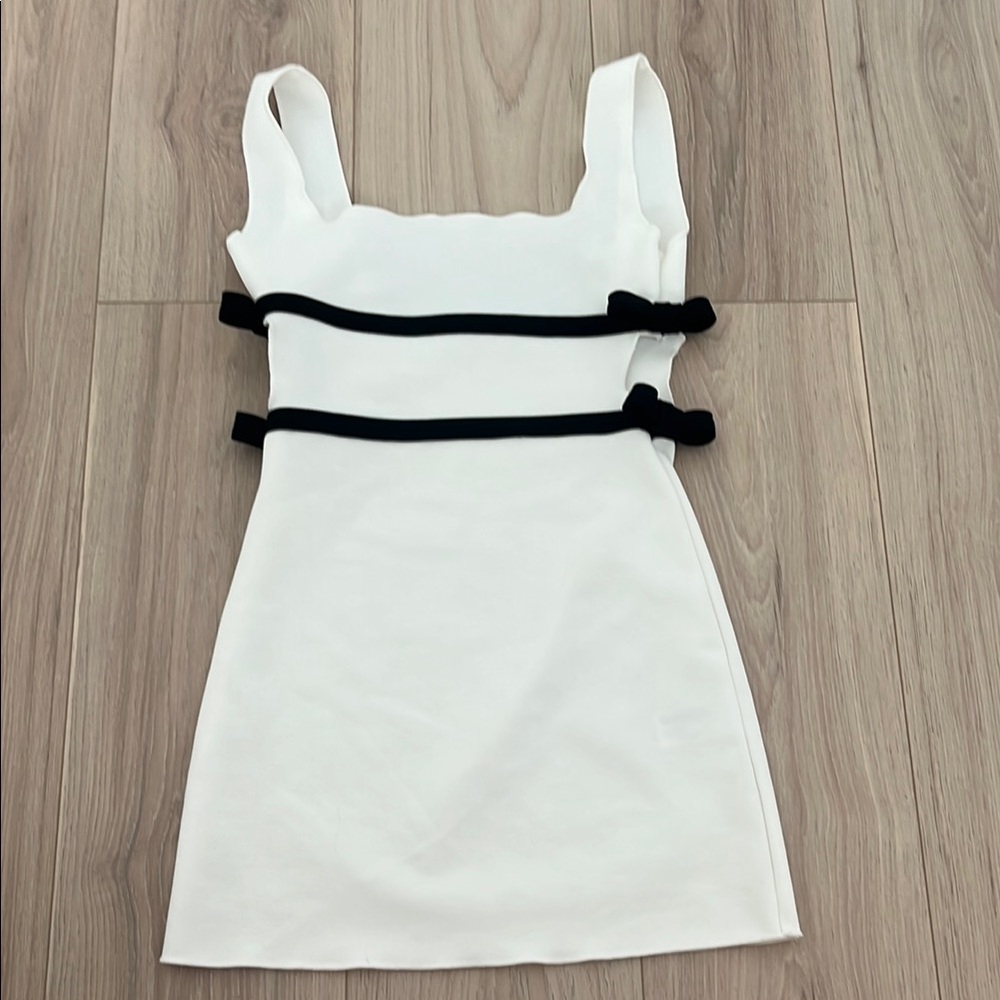 Elegant White Dress with Black Accents